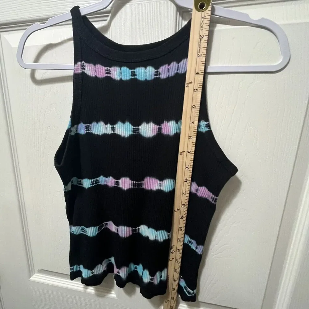 Girl's Tween Teen Justice Black Tie Dye Ribbed High Neck Tank Top NWT! 12/14